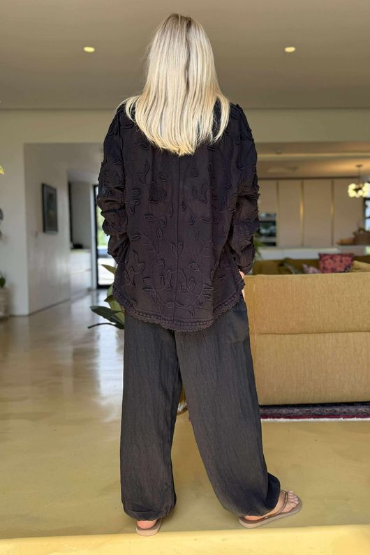 Laundry B Effie Embroidered Shirt Black